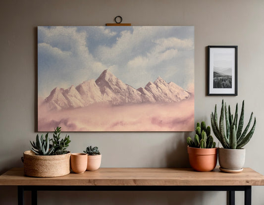 Mountains in clouds by Bee the Light Art Studio