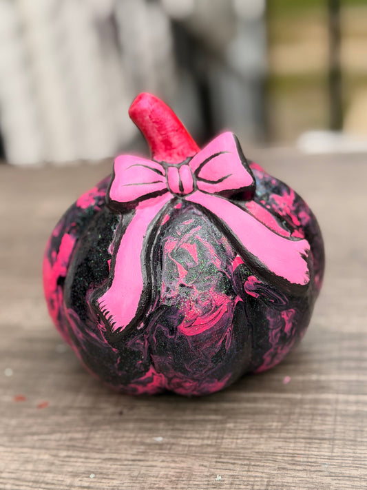 Black & Pink Pumpkin by Bee the Light Art Studio